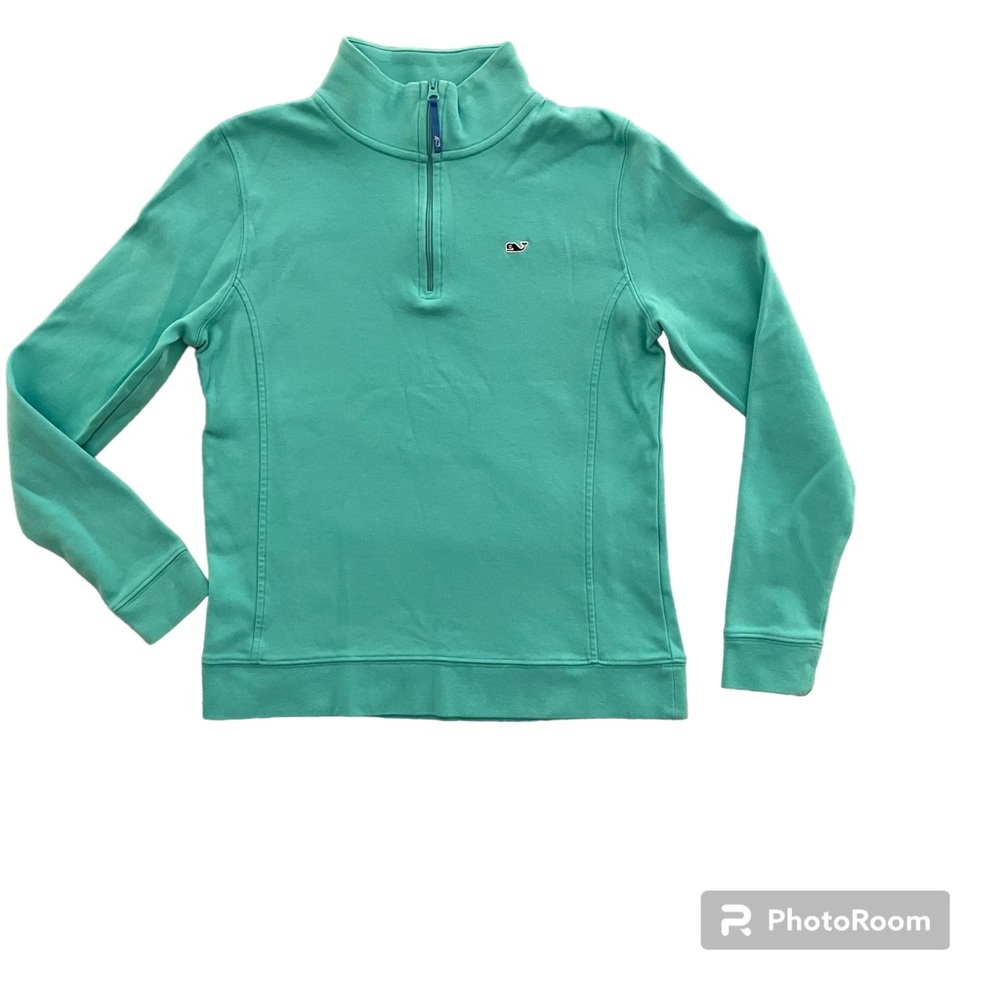 Vineyard Vines Pullover Sweater Quarter Zip Long Sleeve Green Gently Wor…
